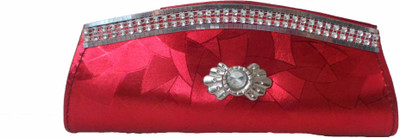 

Modish Look Party Red, Silver Clutch