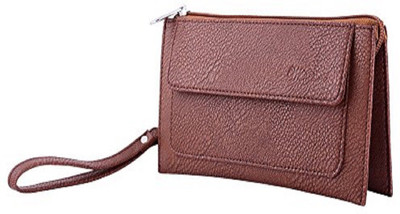 

White Flower Casual Brown Clutch
