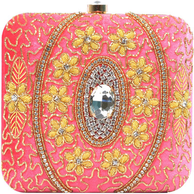 

Tooba Handicraft Party Pink Clutch