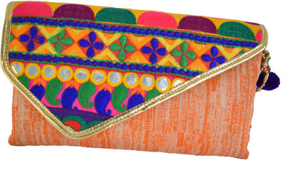 

Mahadev Exports Casual Orange Clutch