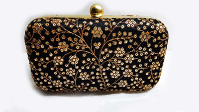 

The Indian Handicraft Store Party Black Clutch