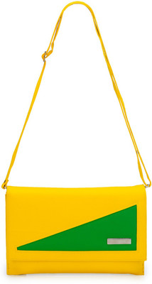 

Frosty Fashion Women Casual Yellow, Green PU Sling Bag, Green;yellow
