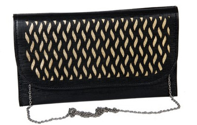 

Kuero Party Black, Gold Clutch