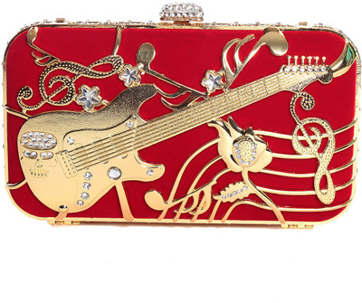 

Eleegance Party Red, Gold Clutch, Gold;red