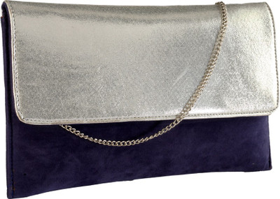

Contrast Party Blue, Silver Clutch