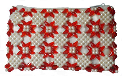 

Rosy Casual Red, White Clutch
