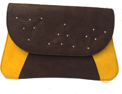 

Balaji Creations Party Brown, Yellow Clutch