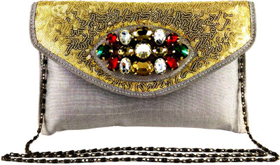 

Anmita Party Grey, Gold Clutch, Gold;grey
