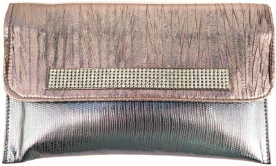 

Anmita Party Tan, Silver Clutch, Silver;tan