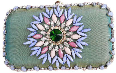 

The Indian Handicraft Store Party Green Clutch