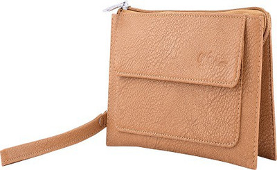 

White Flower Casual Tan Clutch