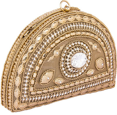 

Shravyaarts Party Gold Clutch
