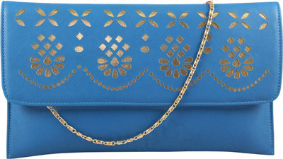 

Contrast Party Blue, Gold Clutch
