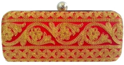 

Abqa Casual, Party Red, Gold Clutch, Gold;red