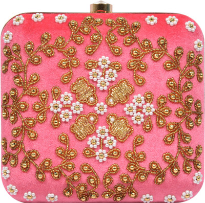 

Tooba Handicraft Party Pink Clutch