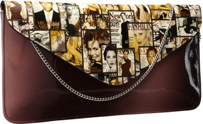 

Contrast Party Brown Clutch