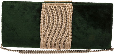 The Indian Handicraft Store Party Green Clutch