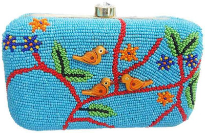 The Indian Handicraft Store Party Blue Clutch