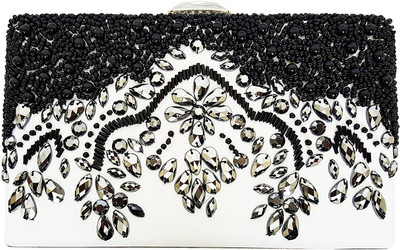 

Mehrunnisa Party Black, White Clutch