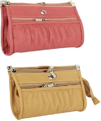 

JMD Casual Pink, Beige Clutch, Beige;pink