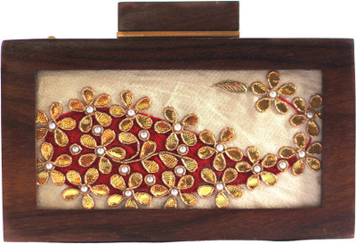 

PRIYAROSE Brown, Beige, Red Clutch, Beige;brown;red