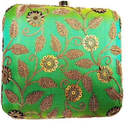 

The Indian Handicraft Store Party Green Clutch