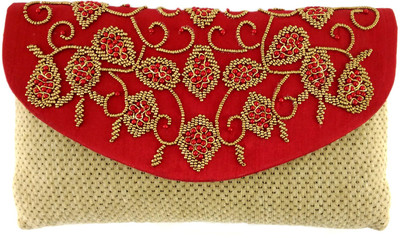 

Anmita Party Red, Beige Clutch, Beige;red