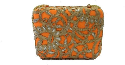 

The Peacock Plum Casual Gold, Orange Clutch