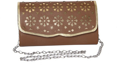 

Kuero Party Brown, Gold Clutch