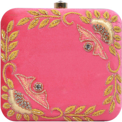

Tooba Handicraft Party Pink Clutch