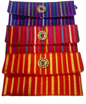

Premeca Casual Red, Orange, Purple, Gold Clutch, Gold;orange;purple;red