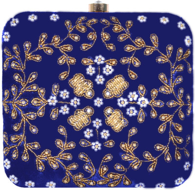 

Tooba Handicraft Party Blue Clutch