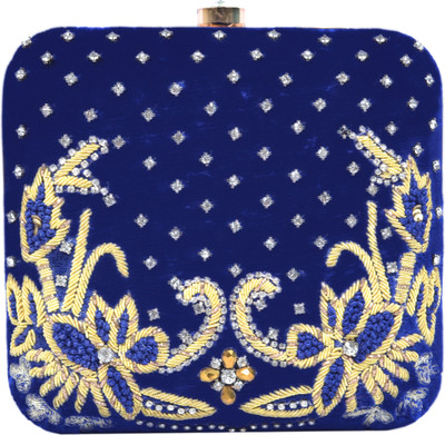 

Tooba Handicraft Party Blue Clutch