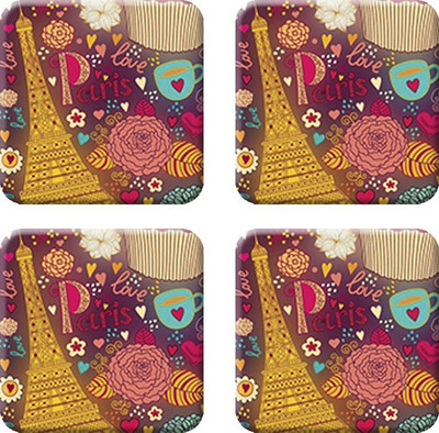 

Crackndeal Square Medium Density Fibreboard Coaster Set(Pack of 4), Multicolor