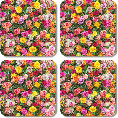 

Crackndeal Square Medium Density Fibreboard Coaster Set(Pack of 4), Multicolor