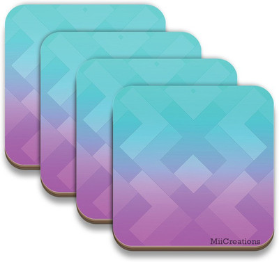 

MiiCreations Square Medium Density Fibreboard Coaster Set(Pack of 4), Multicolor
