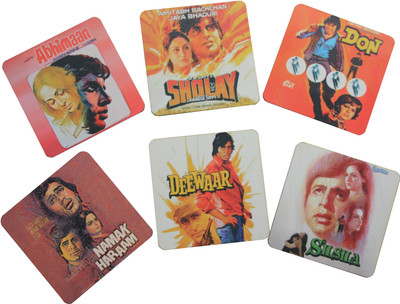 

Eco Corner Square Medium Density Fibreboard Coaster Set(Pack of 6), Multicolor