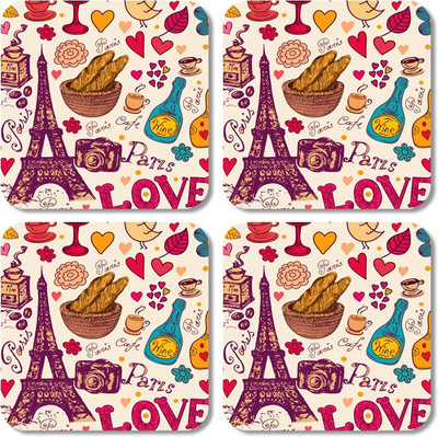 

Crackndeal Square Medium Density Fibreboard Coaster Set(Pack of 4), Multicolor