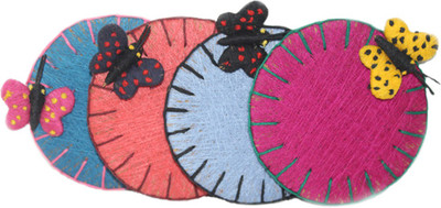 

Sarvsiddhi Round Hardboard Coaster Set(Pack of 4), Multicolor