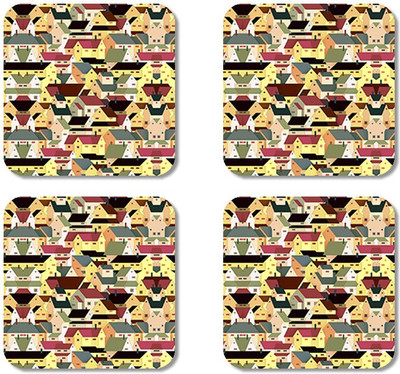

Crackndeal Square Medium Density Fibreboard Coaster Set(Pack of 4), Multicolor