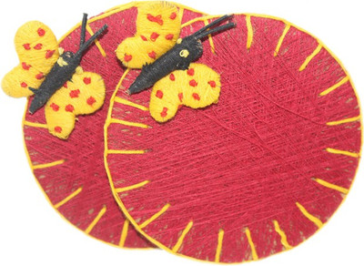 

Sarvsiddhi Round Hardboard Coaster Set(Pack of 2), Multicolor