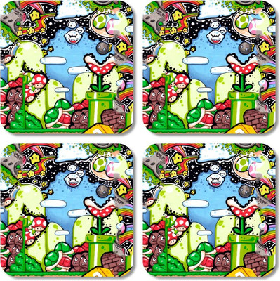 

Crackndeal Square Medium Density Fibreboard Coaster Set(Pack of 4), Multicolor