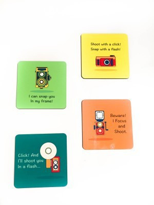 

Funcart Square Wood Coaster Set(Pack of 4), Multicolor