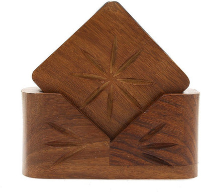 

Craftatoz Square Wood Coaster Set(Pack of 6), Brown