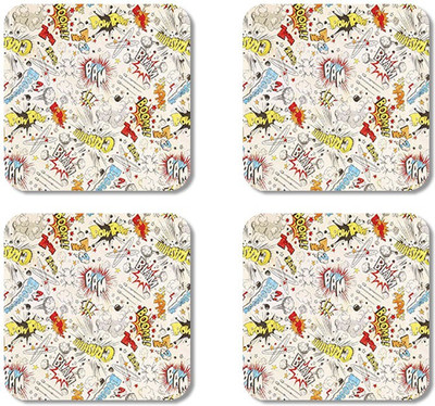 

Crackndeal Square Medium Density Fibreboard Coaster Set(Pack of 4), Multicolor
