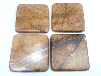 

Stonearts Square Marble Coaster Set(Pack of 4), Brown