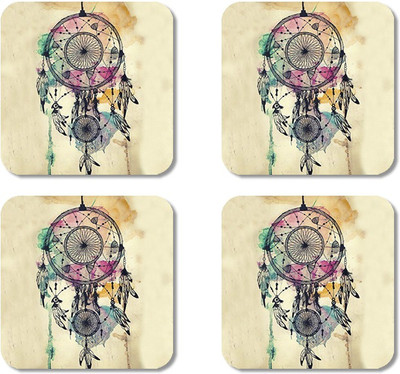 

Crackndeal Square Medium Density Fibreboard Coaster Set(Pack of 4), Multicolor