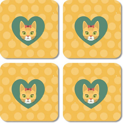 

Crackndeal Square Medium Density Fibreboard Coaster Set(Pack of 4), Multicolor