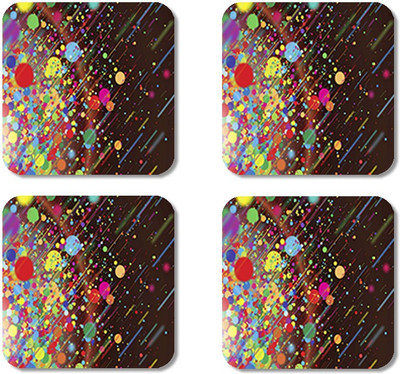 Crackndeal Square Medium Density Fibreboard Coaster Set(Pack of 4), Multicolor