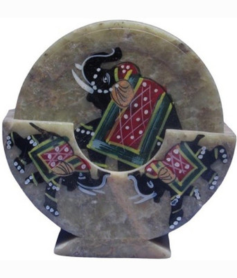 Pooja Creation Round Marble Coaster Set(Pack of 1)